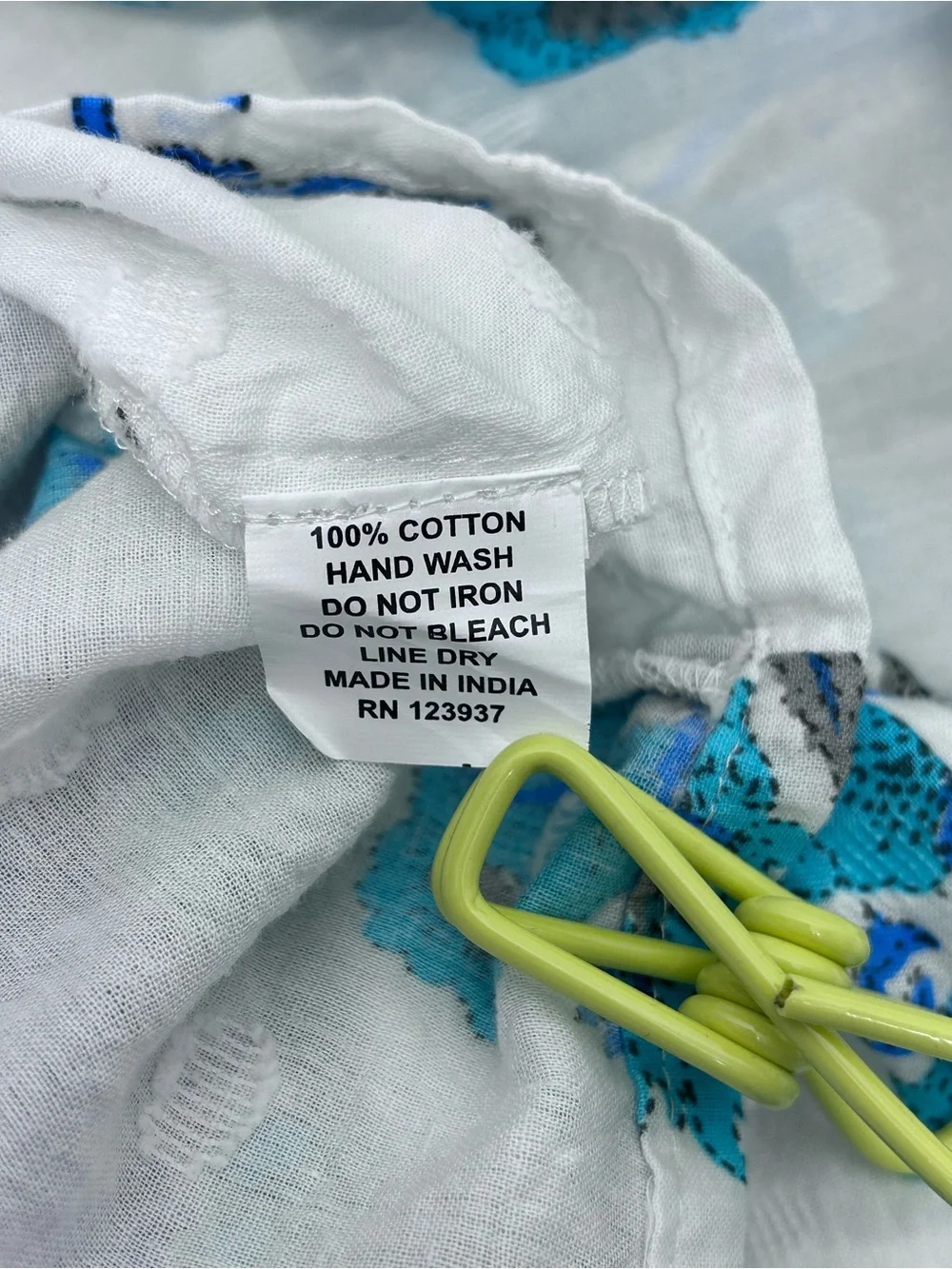 White Maxi Dress with Blue Floral Print -Debbie Katz medium - Picture 6 of 11